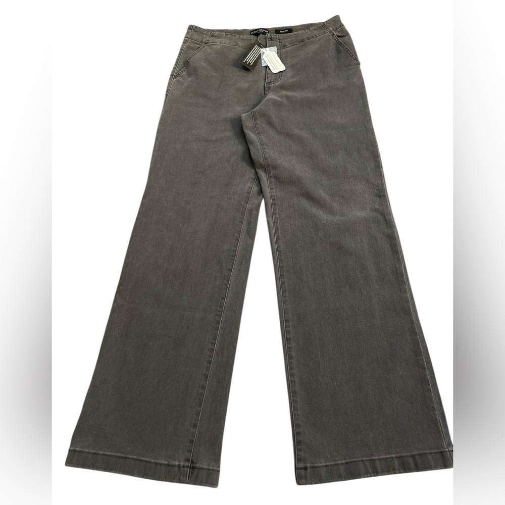 Susan Graver NWT Gray Trouser Jeans  High Rise Wide Leg Stretch Size 10